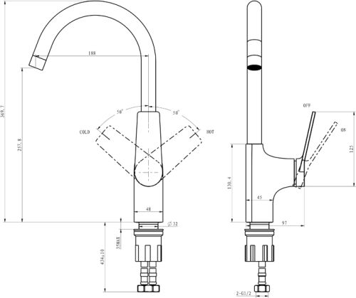 Смеситель для кухни STWORKI HDA5708XH2 в Пятигорске